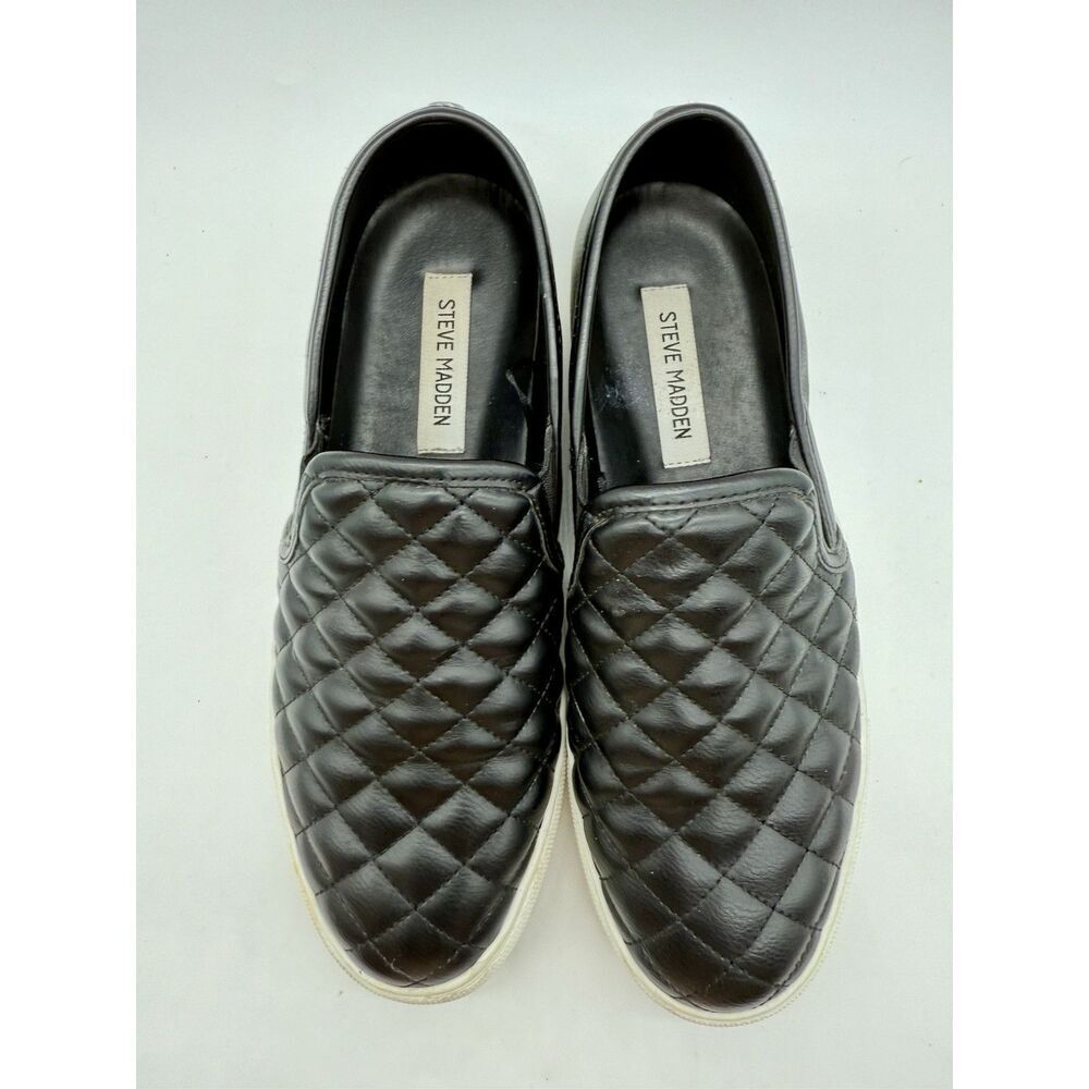 Steve Madden Electric Quilted Black Slip On Flat Shoes Women’s Size 9M